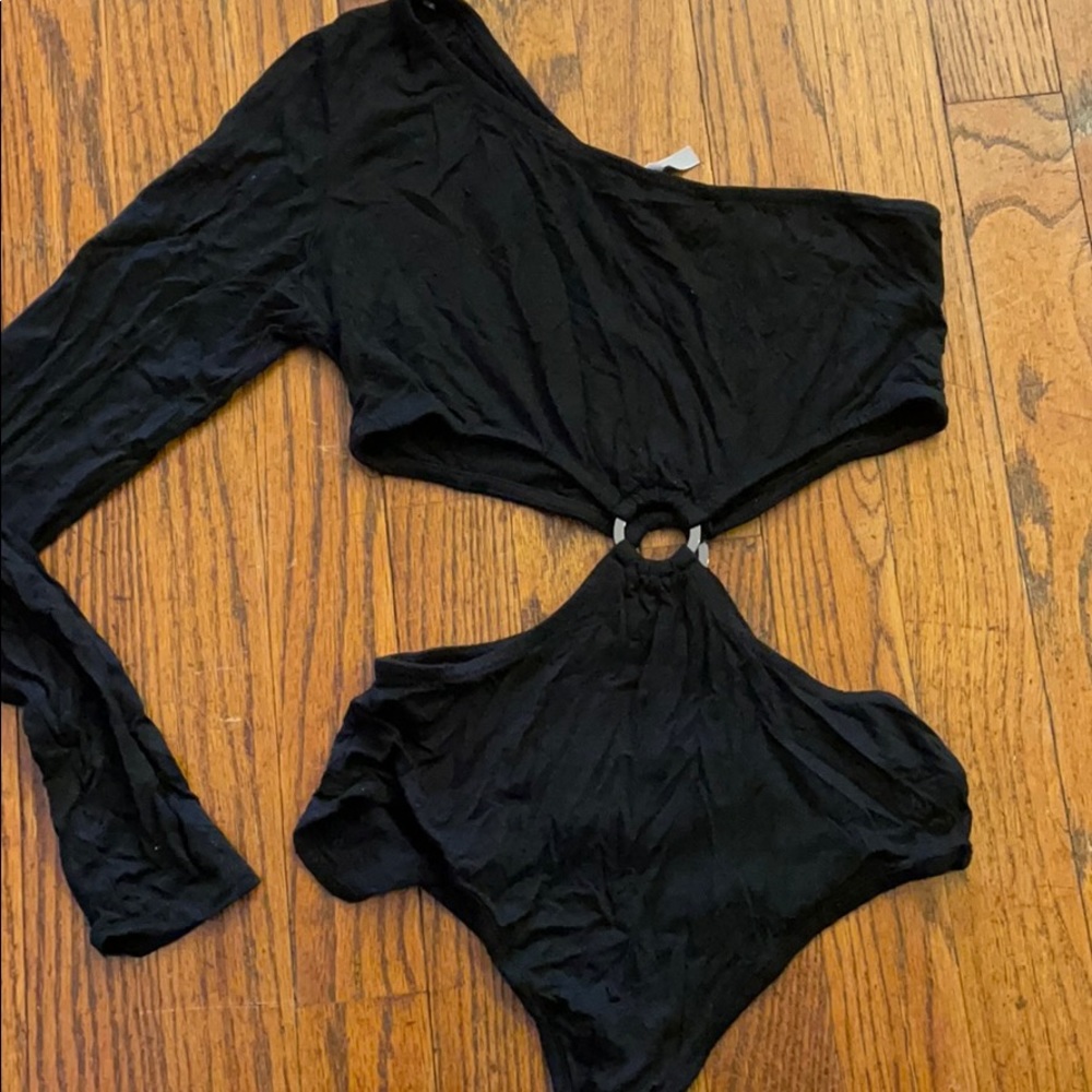 Off the shoulder cut out body suit
